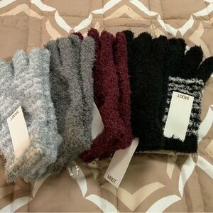 Mixit Fuzzy Knit Gloves in Gray, Burgundy, and Black